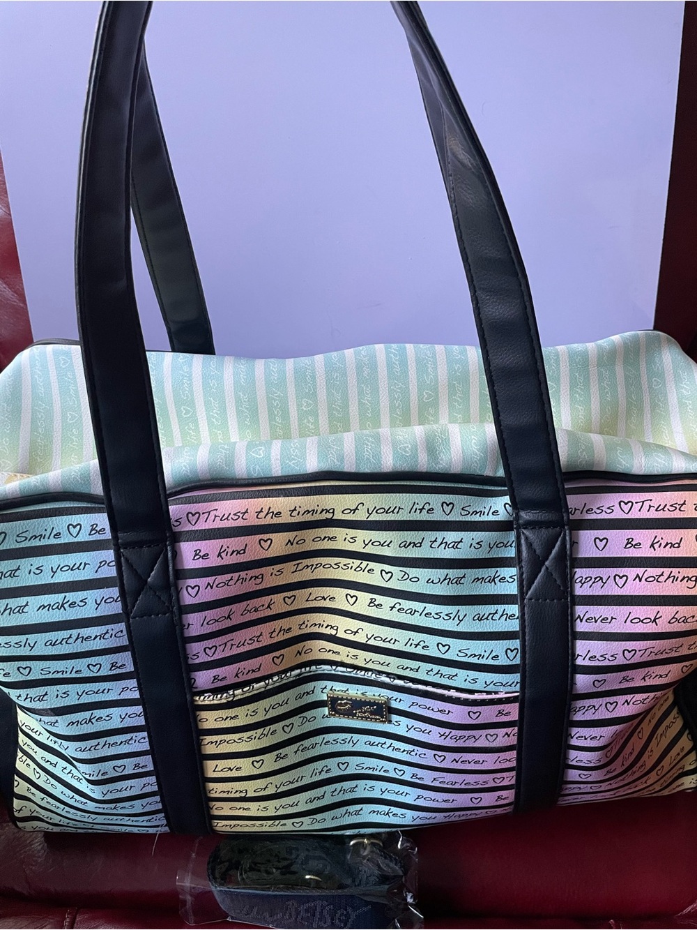Betsey Johnson "Luv Betsey" Weekender Rainbow Script Travel Duffle